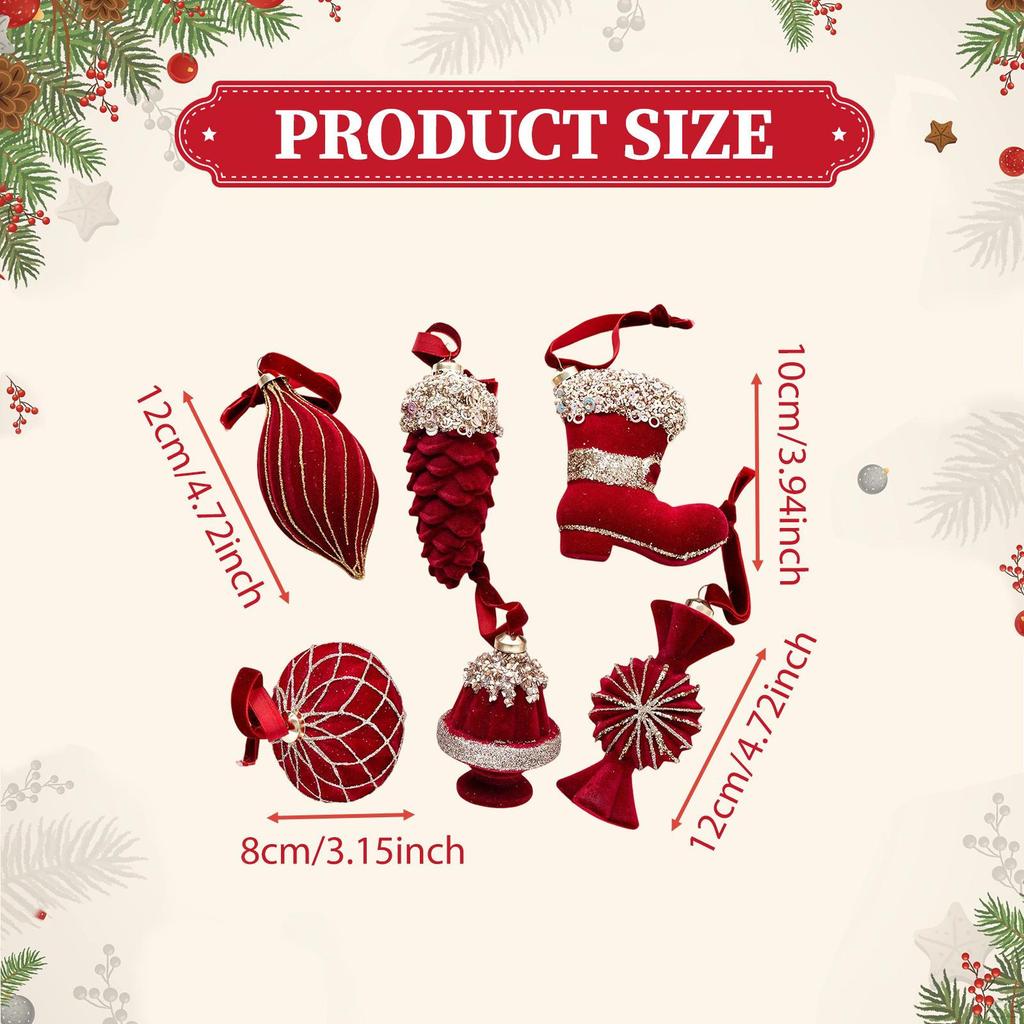 6 Pièces Ornements de Noël à Suspendre pour Décorations d'Arbre Artisanat Ornement Pendentifs Boules