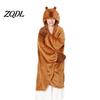 Übergroßer Deckenhoodie Tier-Wearable für Damen, Flanell-Sweatshirt Leichter Samt-Bademantel-Decke, Knopfleiste Cosplay-Umhang Nachtwäsche Winter