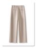 Women's 2024 Merino Wool Wide-Leg Pants - Nine-Point, Straight-Leg, Coffee Color