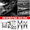 18x Samochód Czarny Włókno Węglowe Naklejka Wykończeniowa Wnętrza Dekoracyjne Brokat Do Infiniti Q50 2014-2019 Folia Ochronna Część Wnętrza