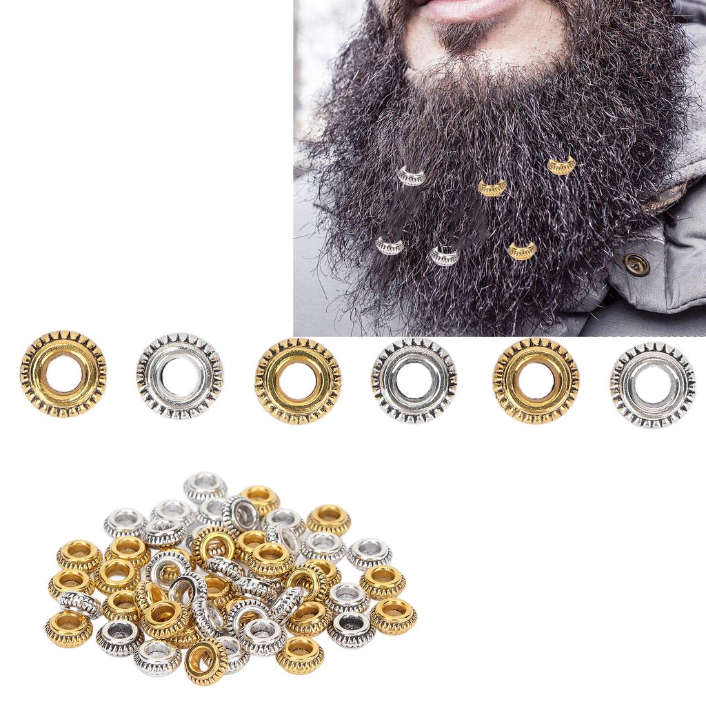 50pcs Zinc Alloy Hair Dreadlocks Rings Gold Silver Hair Beard Decoration Rings DIY Jewelry Accessories