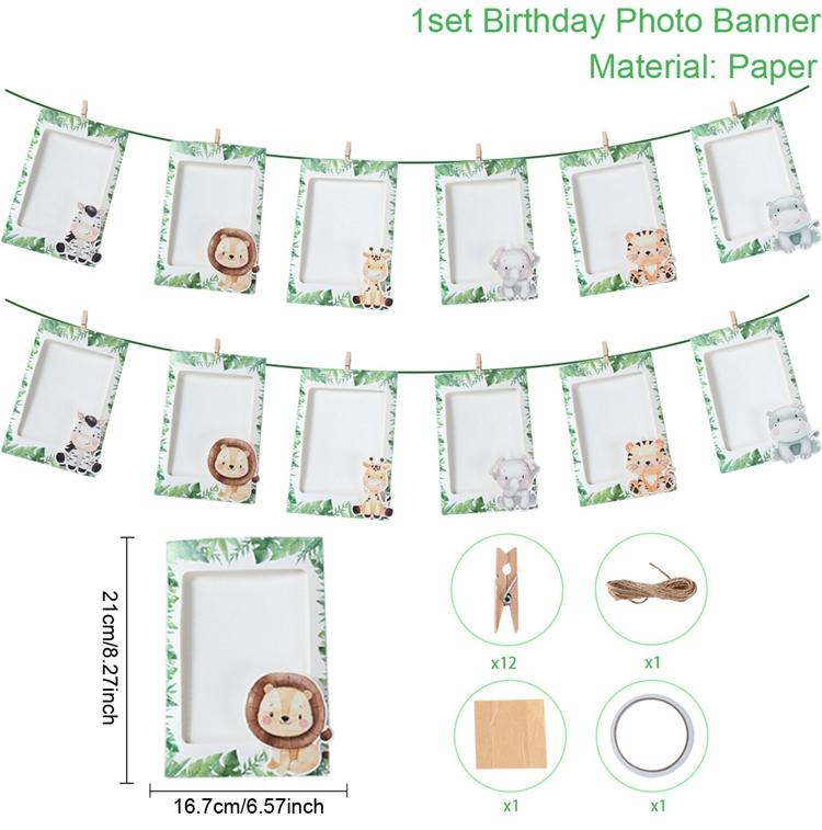 Jungle Safari Birthday Bunting Banner Woodland Safari Birthday Party Decoration Wild one 1st Jungle Birthday Party Supplies Deco