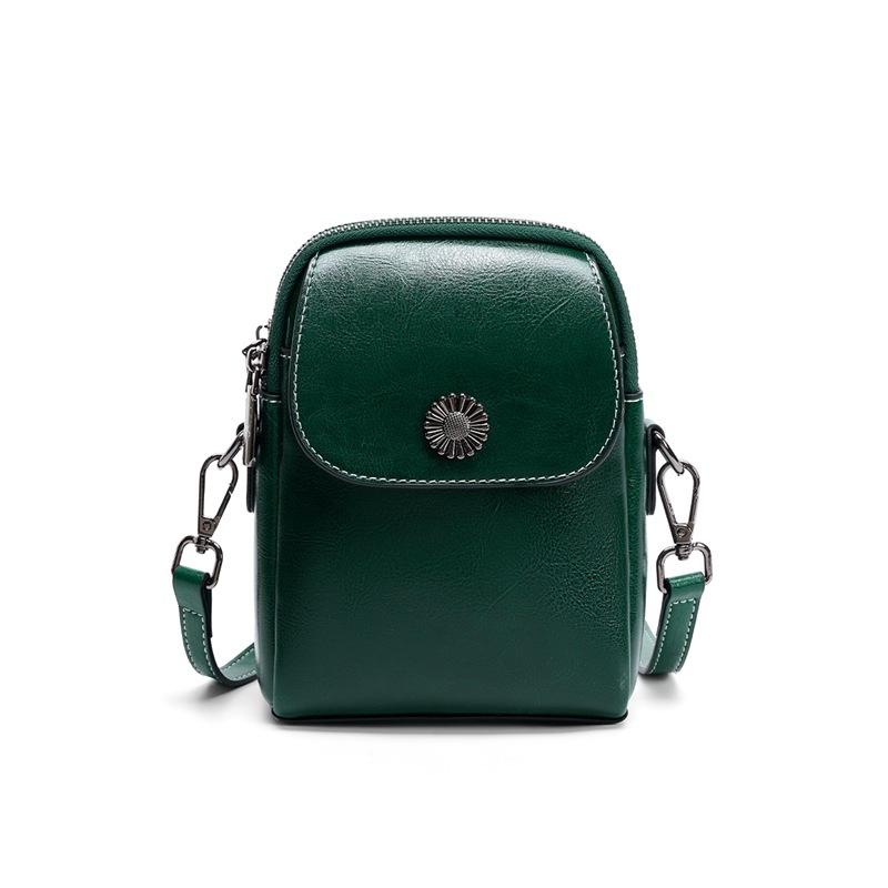 New Shoulder Cowhide Mobile Phone Bag Small Satchel Simple Fashion Versatile Women's Design Sense Niche Messenger Bag