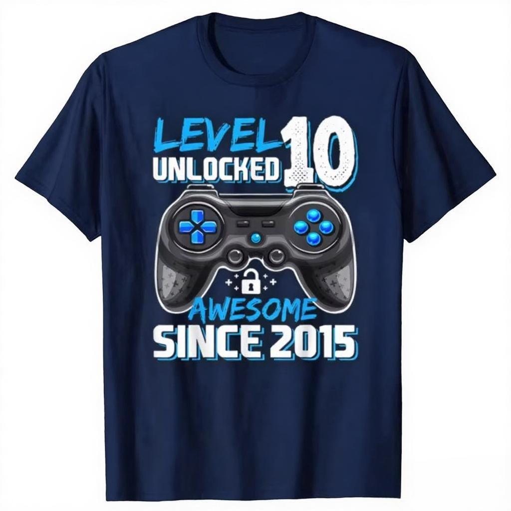 Lustiger 10. Geburtstag Junge Level 10 Gamer 10 Jahre Videospiel Party T-Shirts Streetwear T-Shirt Kurzarm Unisex Lockere Kleidung