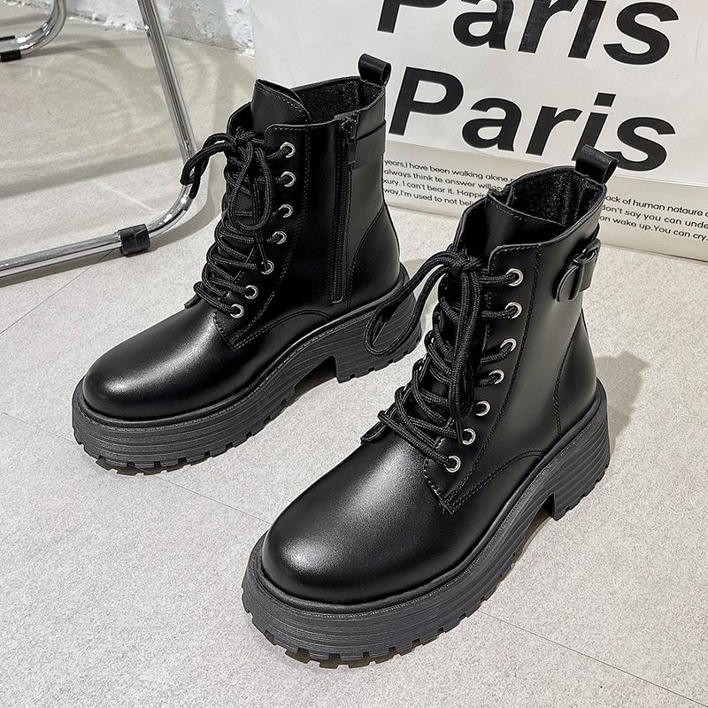 

Толстый каблук модные удобные ботинки Martin в британском стиле с боковой молнией тонкие ботинки нишевый дизайн удобные модные ботинки 40