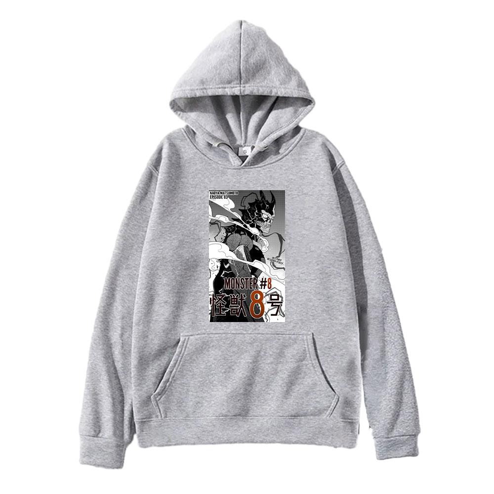 

Япония Аниме Кайдзю Нет. 8 Уличная одежда Нет. 8 принтованных мужских и женских классических простых толстовок с капюшоном, модный пуловер, толстовка Harajuku 4XL серый