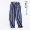 Spring, summer and autumn cotton gauze simple couple shorts thin loose men's Japanese home pajama pants air-conditioned pants comfortable