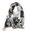 Camellia scarf fashionable versatile black and white contrasting colors air-conditioned room warm shawl travel sunscreen yarn