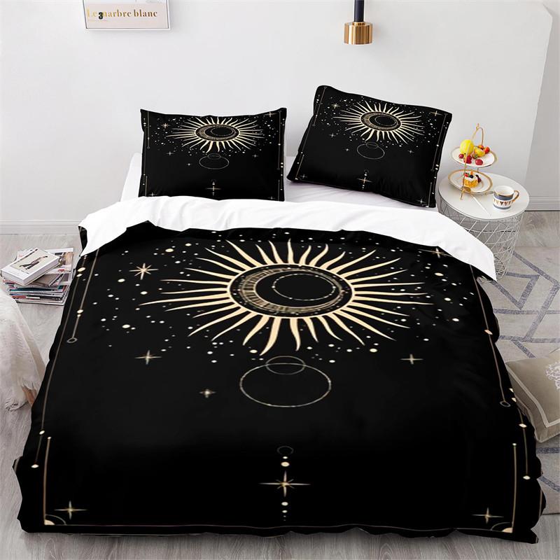 Boho Sun And Moon Duvet Cover Mysterious Astrology Bedding Set Microfiber Witch Wiccan Fortune-Telling Tarot Cards Quilt Cover
