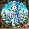 Iron Wall Art Festive Snowman Round Sign Christmas Decor Home Office Gift Holiday Living Room