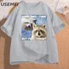 Funny Meme TShirt Sometimes I Think But Then I Forget Funny Trash Raccoon Cat T-shirt Dark Humor Tees Lover Clothes