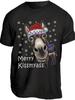 Men's T-Shirt Women Funny Christmas with Donkey Ears & Merry Kissmyass Humorous Novelty Party Wear & Pranks Cotton Tee Loose Top