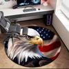 1 Stück Der majestätische amerikanische Weißkopfseeadler Runder Teppich Bemalt Gedruckter kreisförmiger Teppich, Haustürmatte, Outdoor-Reiseschutzteppich