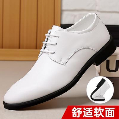 Zapatos de cuero para hombre, verano, huecos, transpirables, talla grande, zapatos de cuero suave, zapatos de vestir de negocios, zapatos de cuero frescos para hombre, con aumento de altura interior.