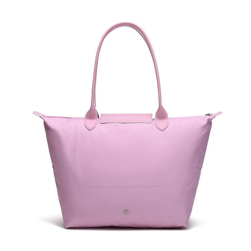 Longchamp Polyamide Canvas With Cow Leather Canvas Bag, One Shoulder Handbag Large Womens Pink