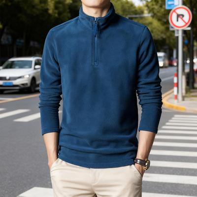 Men Tops Stand-up Collar Half Zipper Long Sleeve Polar Fleece Sweatshirt Soft Warm Breathable Sport Tops