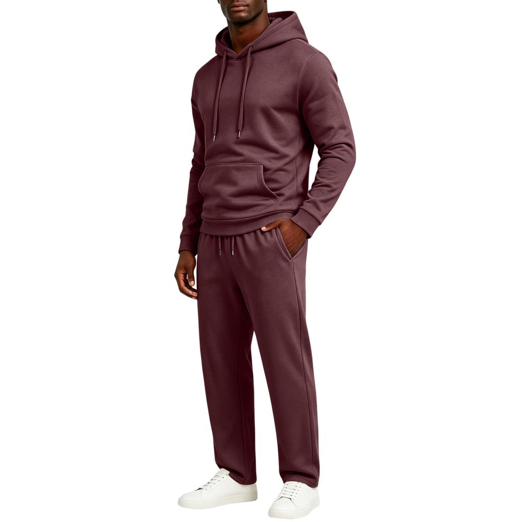 Men's Hoodie and Jogger Pants 2 Piece Outfit Set Casual Color Pullover Sweatshirt with Elastic Waist Tapered Leg Pants