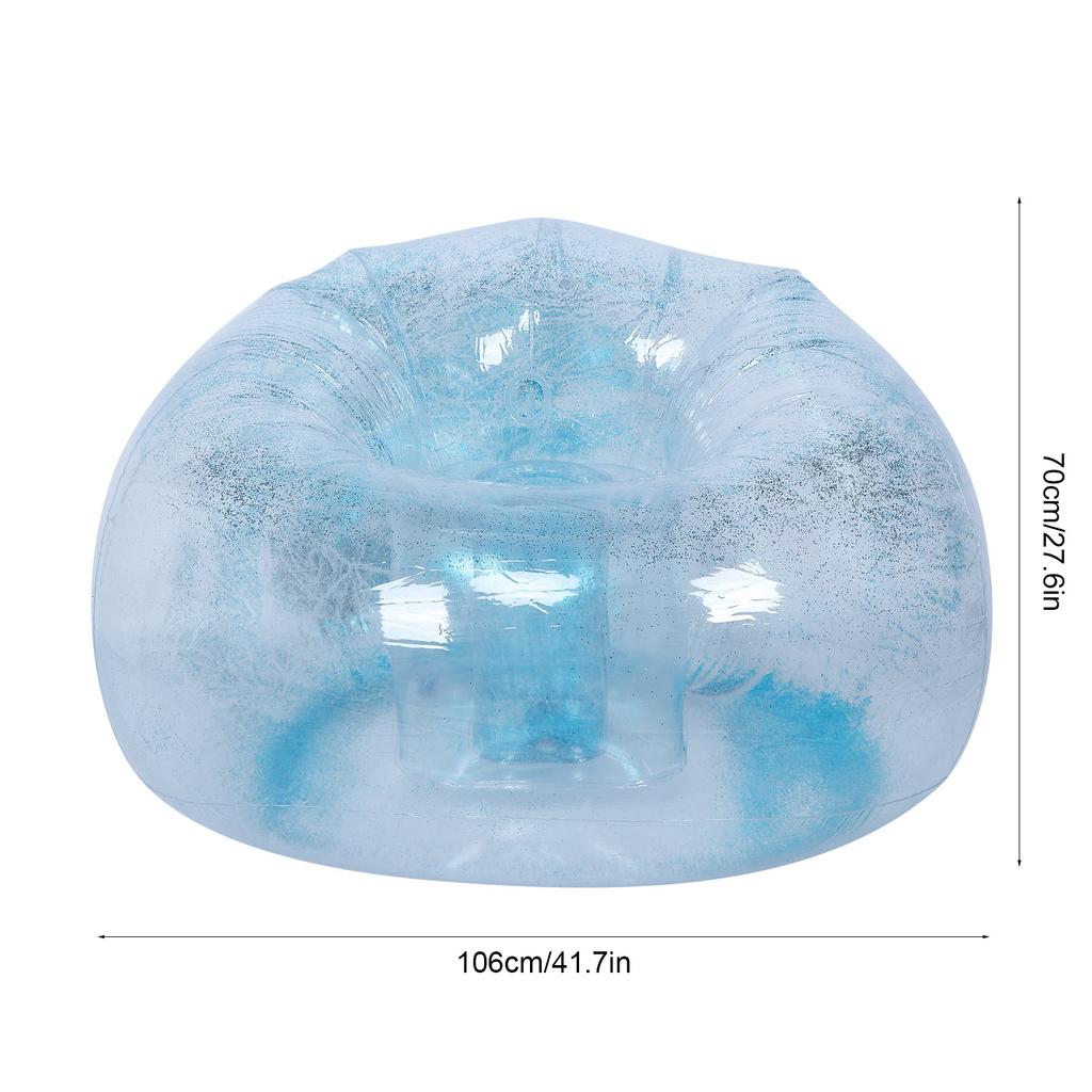 Adult Transparent Folding Inflatable Sofa Chair with Sequin Decor for Leisure Nap Sping