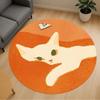 1pc Cat Orange Round Chair Mat Area Rug - Non-Slip, Floor Mat for Office, Bedroom, and Indoor Decor C1125093