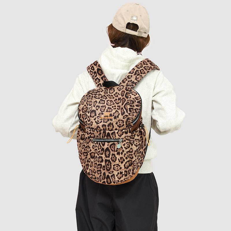 Leopard Print Backpack Student Schoolbag Lightweight Backpack