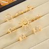 8 Pcs/Set Bohemia Sun Starfish Shell Open Rings for Women Trendy Punk Geometric Gold Color Knuckle Joint Ring Beach Jewelry Gift