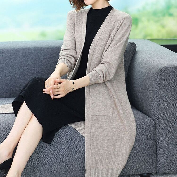 Spring and Autumn Loose Large Size Sweater Outerwear Sweater Coat Women's Knitted Cardigan Women's Long Style