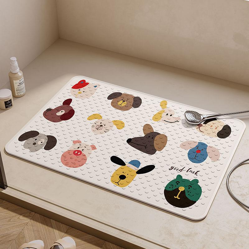 Bathroom Non-Slip Floor Mat Pvc Leave-In Toilet Floor Mat Shower Room Household Children'S Bath Anti-Drop Massage Suction Cup