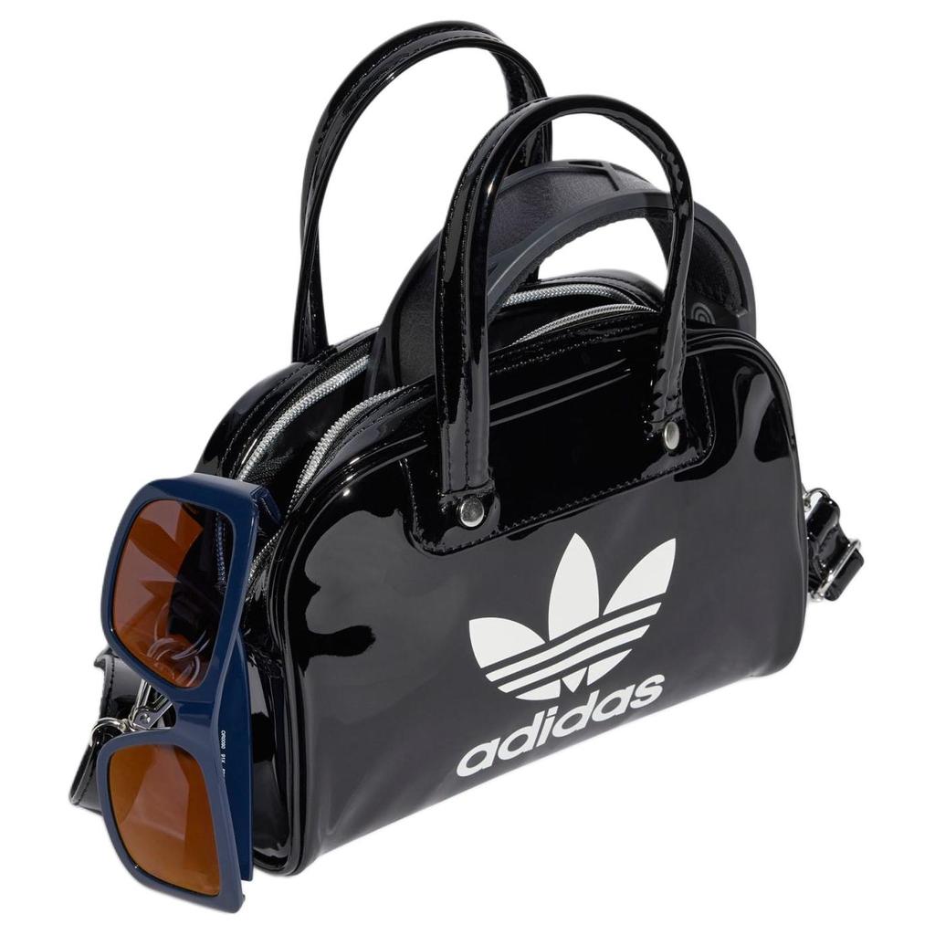adidas Originals Adicolor Serie Verstellbarer Schultergurt Vorn Markenaufdruck Jelly Bowlingtasche Unisex Handtasche Schwarz Weiß IX7498