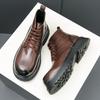 Martin Shoes Men's Retro Fried Street Casual Leather Shoes Trendy Thick-soled High-top Big-headed Men's Shoes Large-size Leather Boots