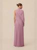 Elegant Halterneck Pleated Evening Gown with Swing Sleeves