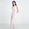 LEDING Flowing Shell Flower A-Line 3D Floral Resort Dress