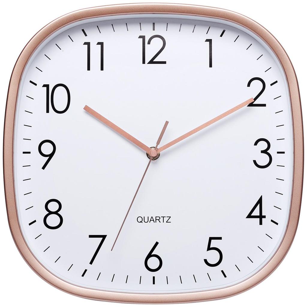 Luminous 12-Inch Silent Wall Clock with Rounded Corners for Living Room