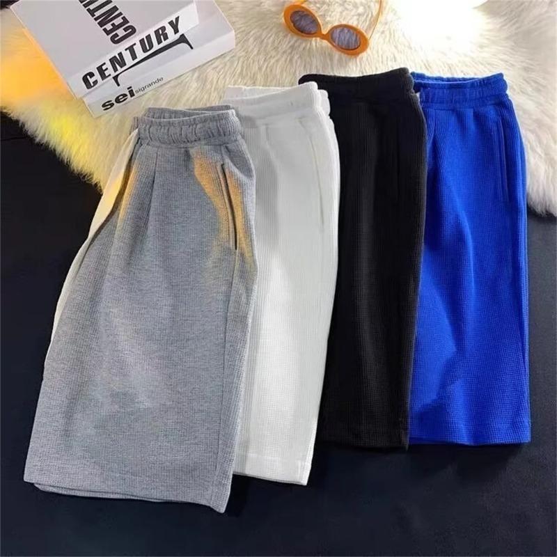 Solid Shorts Summer Men's Fashion Trendy Brand Lightweight Drawstring Basketball Sports Fitness Middle Pants