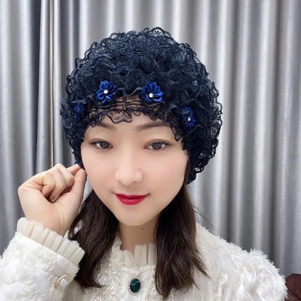 Summer Breathable Lace Turban Cap Women's Hair Cover Hat Ladies Head Wraps Female Headscarf Bonnet Muslim Hat Underscarf