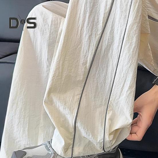 Pánské rychleschnoucí volné kalhoty se stahovací šňůrkou v pase, volného střihu, lehké, ležérní kalhoty s boční dekorací pro ulici, dovolenou