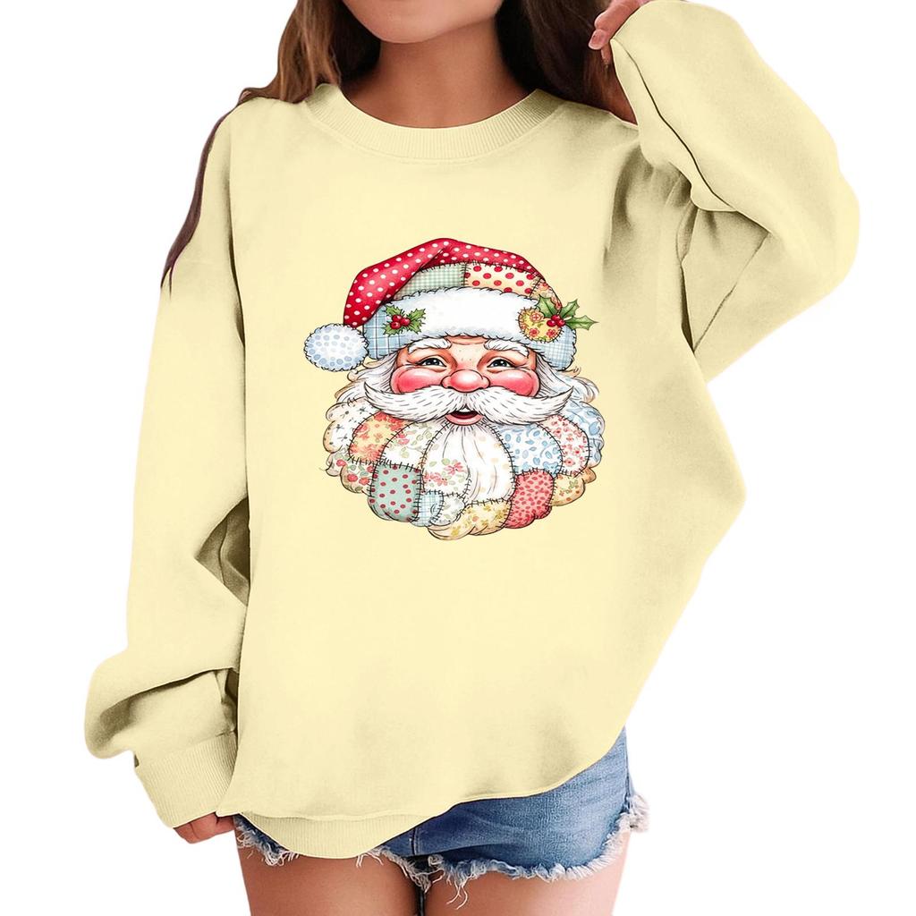 Children's Fashionable Casual Long-sleeved Loose Christmas Print Pullover Sweatshirt