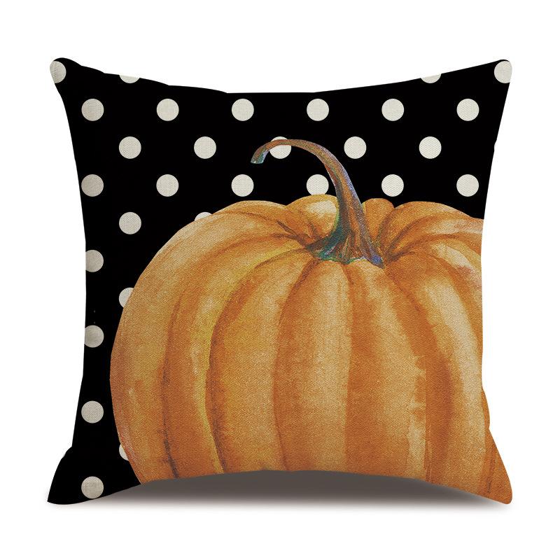 Thanksgiving Linen Pillowcase Autumn Pumpkin Print Pillow Cushion Cover