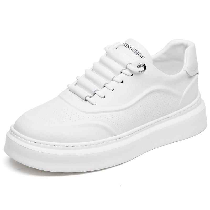 

Дизайнерская обувь для мужчин. Повседневные туфли на платформе из натуральной кожи. Белые туфли для скейтбординга на толстой подошве. Крутые кроссовки. 39 белый