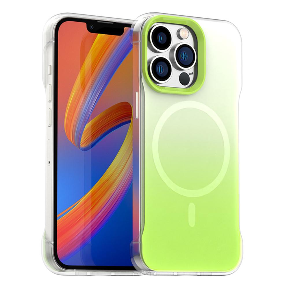 For iPhone 13 Pro Max Magnetic Case Gradient Design Borderless IMD TPU+PC+PET Phone Cover