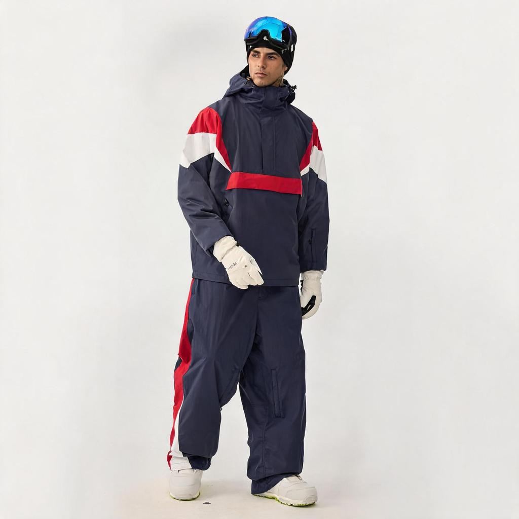 Outdoor Oversize Ski Suit for Men and Women Breathable Snow Suit Winter Warm Snowboard Suit Waterproof Windproof Pullover Skiing Jacket and Ski Pants