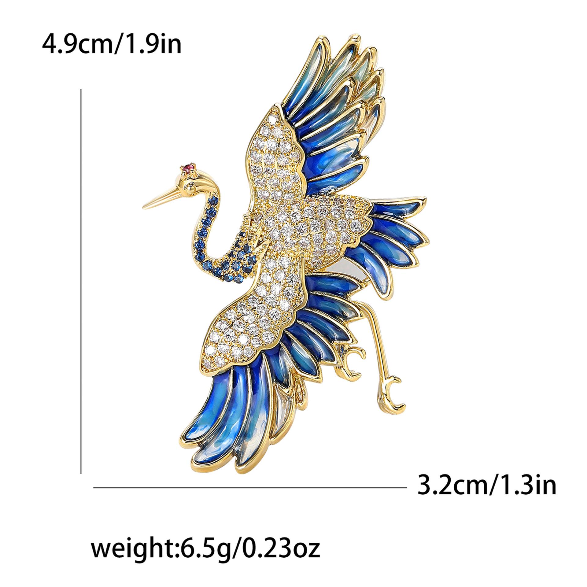 

Модная антикварная темпераментная медная циркониевая брошь в виде красного венценосного журавля в литературном китайском стиле для мужской и женской одежды, ювелирные изделия для корсажа