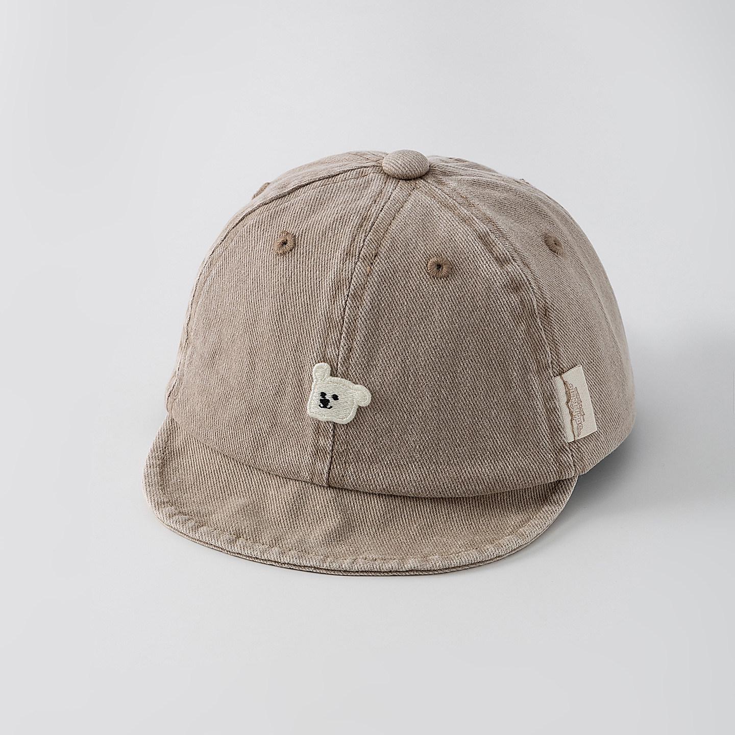 Джинсовая кепка-бейсболка для младенцев с утиным клювом и мягким козырьком - Очаровательная панамка с дизайном медвежонка для малышей Adjustable circumference 45-50 cm