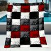 Red Black White and Gray Plaid Pattern Decorative Throw Blanket for Sofa, Bed, Home Decor, Living Room, and Gift