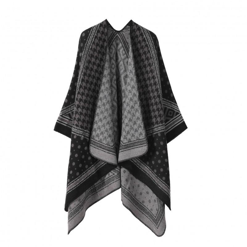 Womens Oversized Knit Shawl Wrap Scarf Ethnic Warm Fleece-Like Cape Travel Winter