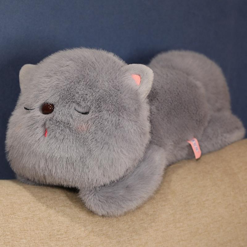 

30/45/55cm Extended Lying Adorable Gentle Stuffed Animals White Cat Dolls Pillow Plush Lovely Cat Playthings Room Decor Nice Birth Date Present 30cm серый