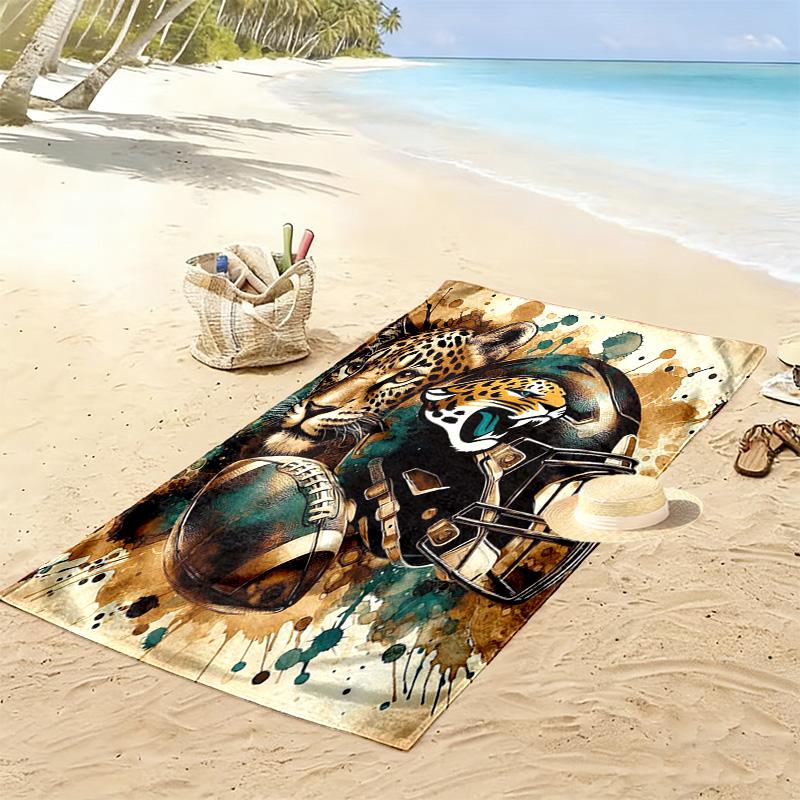 Jacksonville Jaguars Print Beach Towel, Large Soft Quick Dry Towel for Beach Camping Swimming
