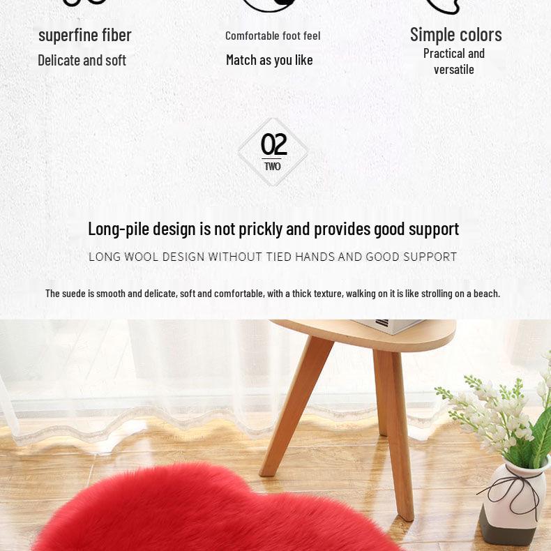 Girly Irregular-Shaped Faux Wool Plush Carpet for Bedroom, Living Room, or Bay Window