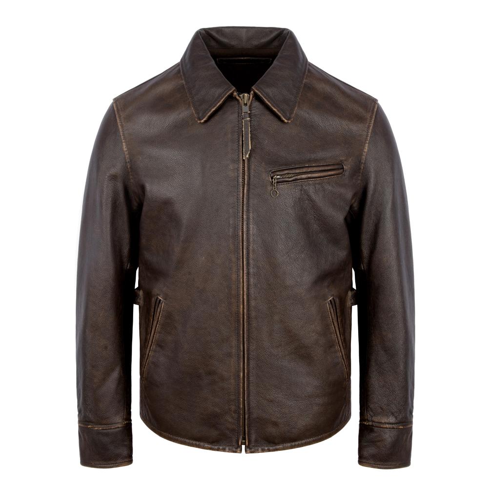 1930 Vintage Yellow Brown Genuine Cow Men Leather Jacket Men's Coat Biker Jacket Slim Fit Spring Autumn