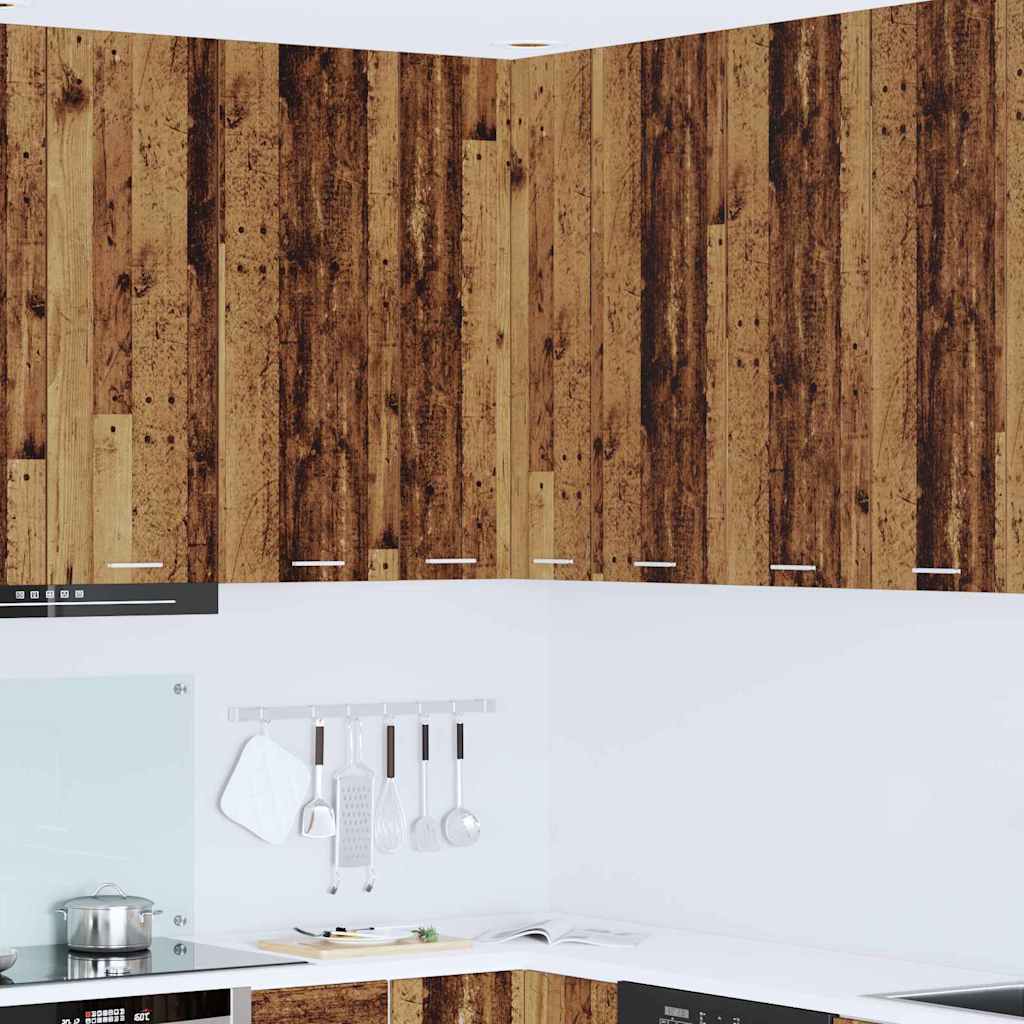Hanging Corner Cabinet Vintage Wood & White 57 X 57 X 100 Cm Engineered Wood