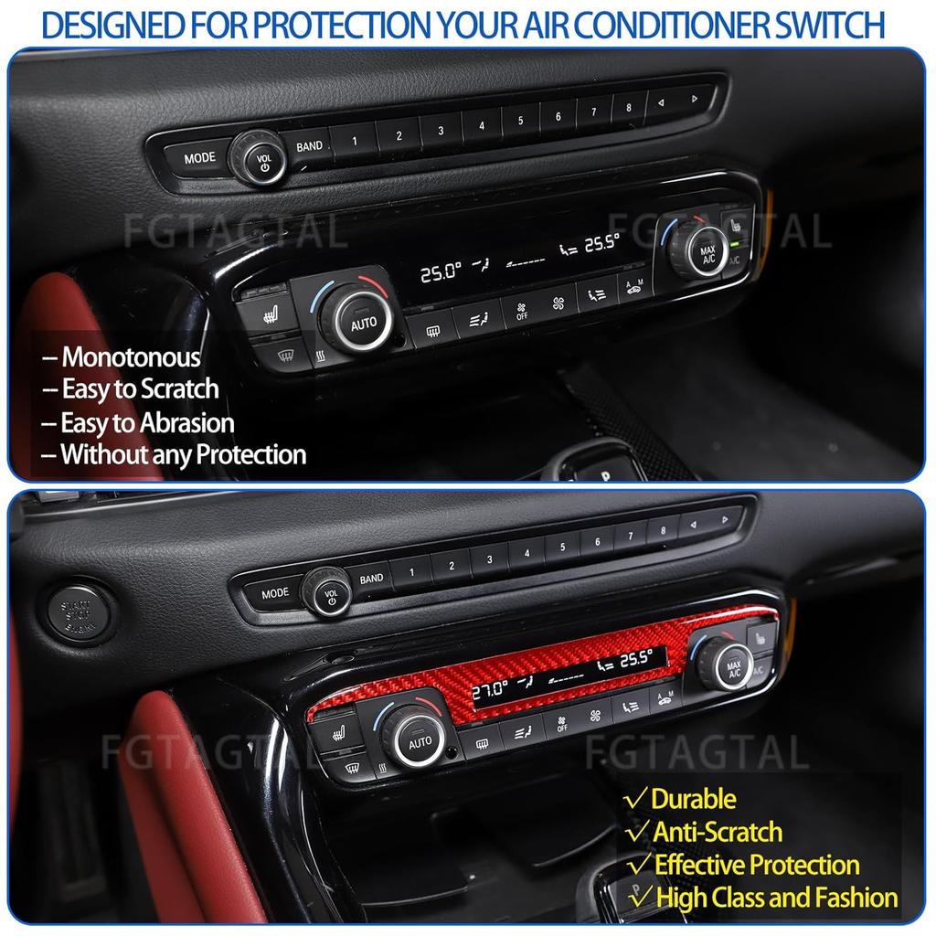 Soft Carbon Fiber Air Conditioner Switch Panel Trim Frame Compatible with Toyota Supra GR A90 A91 MK5 2019-2026, Center Console AC Panel Decoration